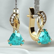 topaz trillion cut gem gold earrings sapphire jewelry engagement printable wedding diamond blue golden white 3dprint jewel plating rhino ruby rhodium marriage citrine 3d print model - Mito3D