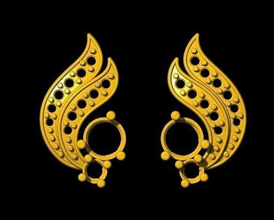 tops earrings gold earings 3dmodel studes silver gem jewelry wedding enguagment god 3d print model - Mito3D