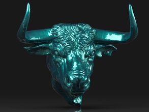 toros head 01 animal beef bison bovine buffalo bull bullfight gold jewelry nature ox printable silver toro pendant pendants art sculptures 3d print model - Mito3D