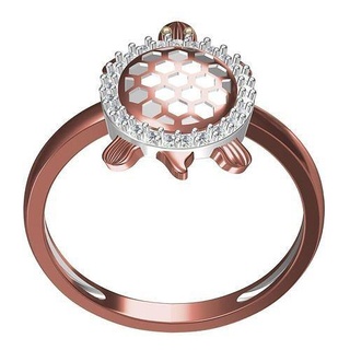 tartaruga diamante anel animais jóias noivado Casamento joias jóia imprimível moda beleza 3d cafajeste Projeto customizar ouro prata joalheria argolas 3d print model - Mito3D