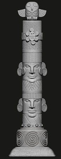 totem pole monumental poles carved symbolic 3dprinting ancient sculpture decoration statue wood tiki art signs logos 3d print model - Mito3D