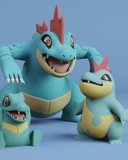 totodile evrim hat oyun oyuncak aksiyon pokemon anime Japonya tokio karikatür Sanat manga Şirin ev koleksiyon heykel karakter Croconaw Feraligatr oyunlar oyuncaklar 3d print model - Mito3D