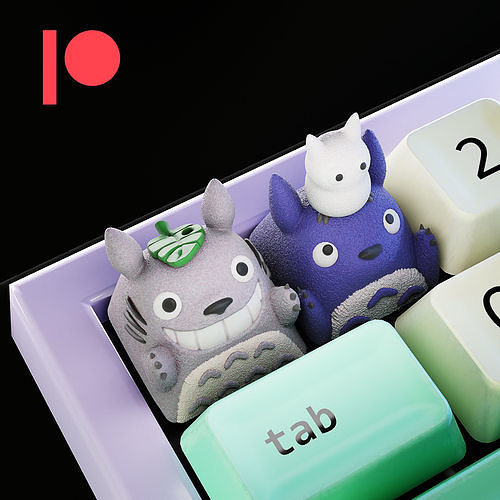 totoro amigos teclas mecánico teclado tecla anime stl 3d Cereza mx artesano pc mecanico computadora divertido plastico juguete juegos juguetes juego accesorios 3D print model - Mito3D