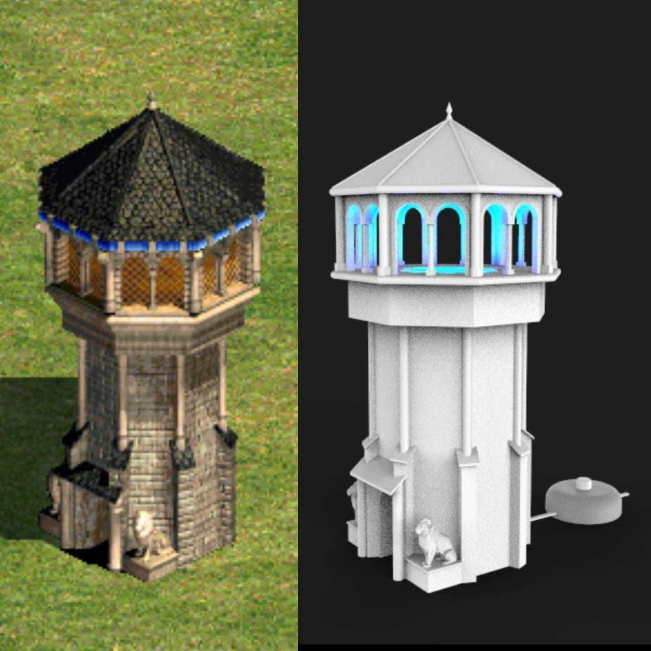 tour lampe âge of empires 2 occidental l'europe torre lampara château médiéval loisir diy électronique 3D print model - Mito3D