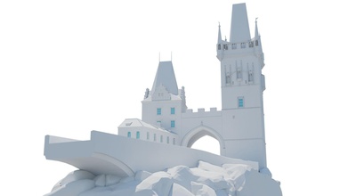 two towers in prague architecture art tower travel old sightseeing 3dprint house outdoor 3d print model - Mito3D