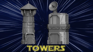 towers star wars scifi sci fi science robot future futuristic spaceship mechanical space fighter starwars imperial tower scenic games toys game accessories 3d print model - Mito3D