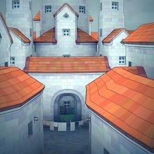 town55 castle on island building fantasy medieval knight historic tower town gate church architecture king street urban historical kingdom monument crusader old ancient roman games toys 3d print model - Mito3D