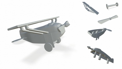 juguete avión impresión 3dprinting vehículo aeronave comercial jet aire pasajero combatiente línea hélice 3d imprimible compromiso vendimia plata juegos juguetes 3d print model - Mito3D