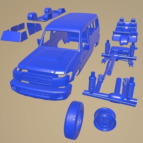 toyota land cruiser j78 2010 printable car separate parts body 1 10 scalextric tamiya rc miniz crawler kyosho axial traxxas micro 24 games toys game accessories 3D print model - Mito3D