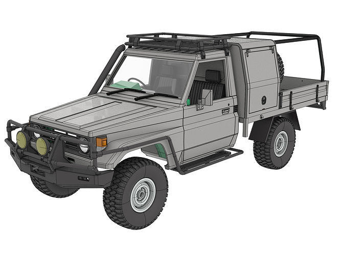 toyota terra cruzador lc 75 estrada rc corpo 1 to 10 escala ceruiser fj75 rcbody escalonado lc75 3dprint 3dprinttruck suv carro veículo japão passatempo automotivo mão caminhão faça 3D print model - Mito3D