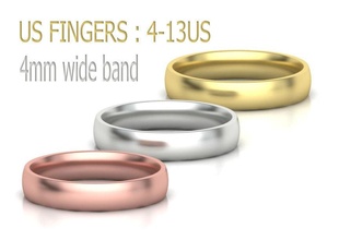 tradicional Corte Boda banda 4mm amplio 4 13us tamaños joyería joya anillo clásico anillos Estados Unidos Canadá Europa Moda mexico 3d print model - Mito3D