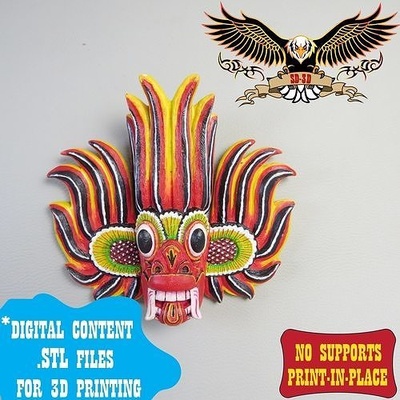 traditionell feuer teufel maske print place 3d 3dprinting 3dart bunt erbe sri lanka drucken sd3d haus dekor 3d print model - Mito3D