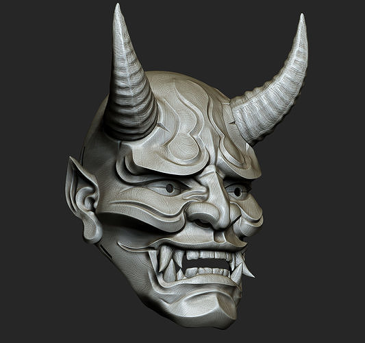 traditionnel japonais hannya masque oni samouraï collection décoration cosplay mascarade jeu festival démon mythes fantôme of tsushima 3dprint art sculptures japon 3D print model - Mito3D