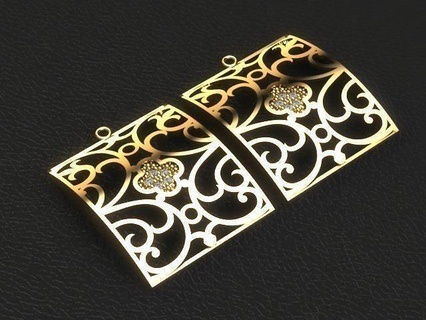 traditionnel ensemble pendentif bijoux or argent pendentifs imprimable diamant bijou Collier gemme boucle d'oreille boucles d'oreilles ensembles 3d print model - Mito3D