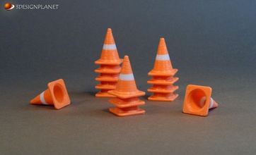 traffic cone lego playmobil schleich pion pylon road car panne emergency safety orange accident breakdown games toys 3d print model - Mito3D