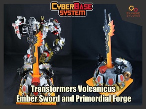 transformadores volcanicus ascua espada primordial fragua dinobots grimlock combinador guerras juegos juguetes 3d print model - Mito3D
