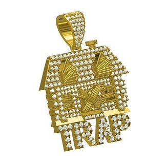 trap house diamond hip hop pendant gold design jewelry printable silver gem jewel platinum 3d cad customize fashion pendants 3d print model - Mito3D