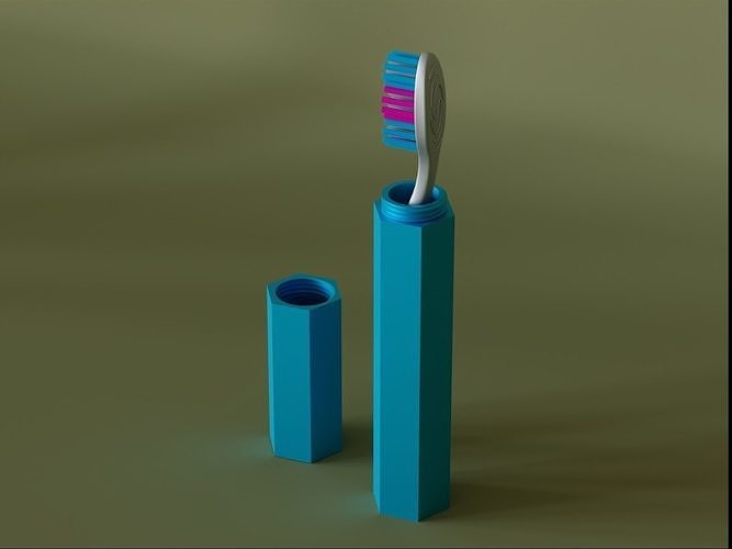 viaje diente cepillo caso funda 05 caja baño hogar casa artilugio dientes regalo soporte almacenamiento tarro envase dental oral dentadura higiene cuidado salud 3D print model - Mito3D