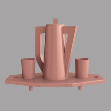 plateau de carafe verres maison cruche pichet jar jugful vase verre la boisson bac le stand pac couvercle cadeau jeu jouer coupe décor cuisine à manger 3d print model - Mito3D