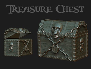 treasure chest art pirate pirates cascet gold skull box case coffer crate sculptures 3d print model - Mito3D
