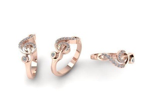 triplo clave anel joalheria precioso ouro moda imprimível jóia diamante música argolas 3d print model - Mito3D