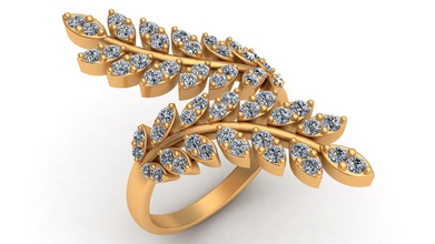 tree branch marquise diamond gold ring jewelry jewellery earring brilliant nature flower wedding engagement fashion woman girl human finger printable rings 3d print model - Mito3D