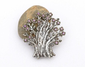 tree brooch printable jewelry model jewellery 3d zbrush stl obj sculpted plant organic botanical silver printing printed brooches 3d print model - Mito3D