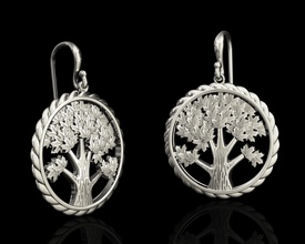 tree earrings jewelry 3d printable stl jewellry earring gold silver fashion women 3d print model - Mito3D
