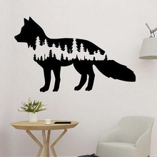 tree in fox 2d wall art nature animal forest wolf decor decoration 3d print model - Mito3D