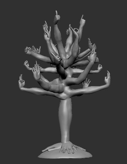 tree of hands nature conceptual gesture art sculptures arbol manos 3D print model - Mito3D