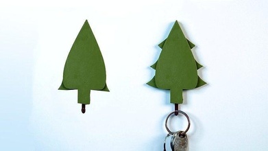 tree key holder art hanging winter leaf christmas keyhanger hanger house accessories 3d print model - Mito3D
