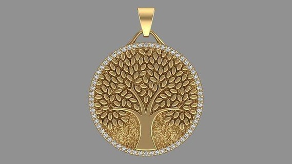 albero vita collana calcolo oro argento gioielleria stampabile gemma moda muffa foglia brillante collane 3d print model - Mito3D