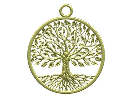 tree life pendant relief bas medallion jewelry jewellery nature leaf necklace art 3d gold sculptures printing printable 3d print model - Mito3D