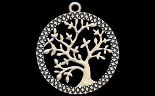 tree life pendant tree life pendant disjunct steel art luxury shape round wheel metallic design decoration jewel ring oro gold naturaleza arbol jewelry pendants  3d print model - Mito3D