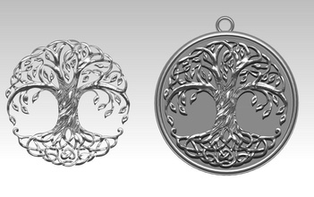 tree life pendant jewelry relief bas medallion jewellery nature leaf necklace art sculptures deco peace world silver cast printable cnc pendants 3d print model - Mito3D