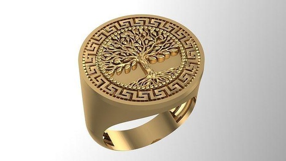 ağaç hayat ring 2 yüzük altın gümüş takı mücevher tasarım moda 3d yüzükler 3d print model - Mito3D