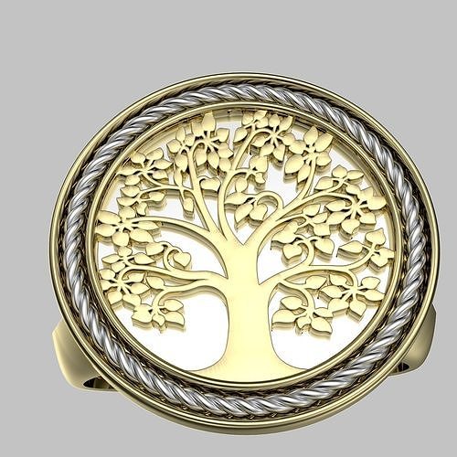 albero vita squillare oro gioielleria arte stampabile simbolo squillare albero vita stl 3dm anelli gioielleria anelli 3D print model - Mito3D