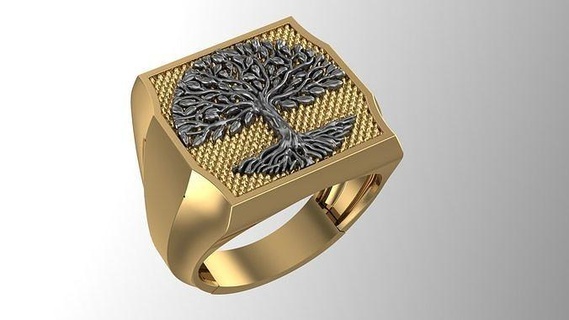 arbre vie bague bijou bijoux conception solide mode feuille anneaux 3d print model - Mito3D