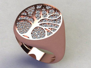 tree of life ring jewelry treeoflife lifetree jewelryring diamond gold silver printable matrix gemvision 3dring woman wedding necklace art jewellery design unique platinum rings 3d print model - Mito3D