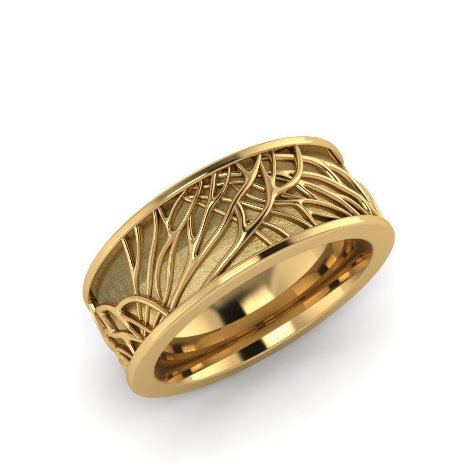 árvore da vida aliança de casamento jóias o engajamento anel weddingband banda luxo printable brilhando sterling anéis 3D print model - Mito3D
