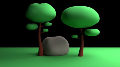 albero low-poly semplice art low poly rock paesaggio frullatore modello 3d legno natura verde la foresta altri 3d print model - Mito3D