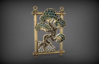 pingente de árvore jóias pingentes ouro prata pedra madeira lenha floresta 3d print model - Mito3D