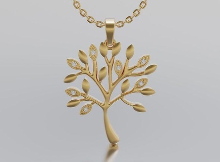 tree pendant gold silver jewellery jewel nature diamond ring fashion gem white brilliant beauty necklace apparel jewelry brillant pendants 3d print model - Mito3D