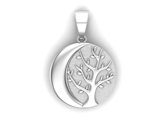 tree pendant gold jewelry nature sterling printable necklace silver moon pendants 3d print model - Mito3D