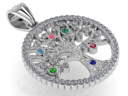 albero pendente 1581 squillare oro diamante spianare gioielleria argento produzione moda design Fidanzamento gemma stampabile sterlina braccialetto cubano orecchino collana anelli ciondoli 3d print model - Mito3D