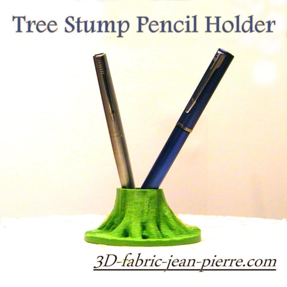 tree stump pencil holder house pot desk ornament oak quercus nature forest organizer decor 3D print model - Mito3D