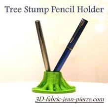 tree stump pencil holder house pot desk ornament oak quercus nature forest organizer decor 3d print model - Mito3D