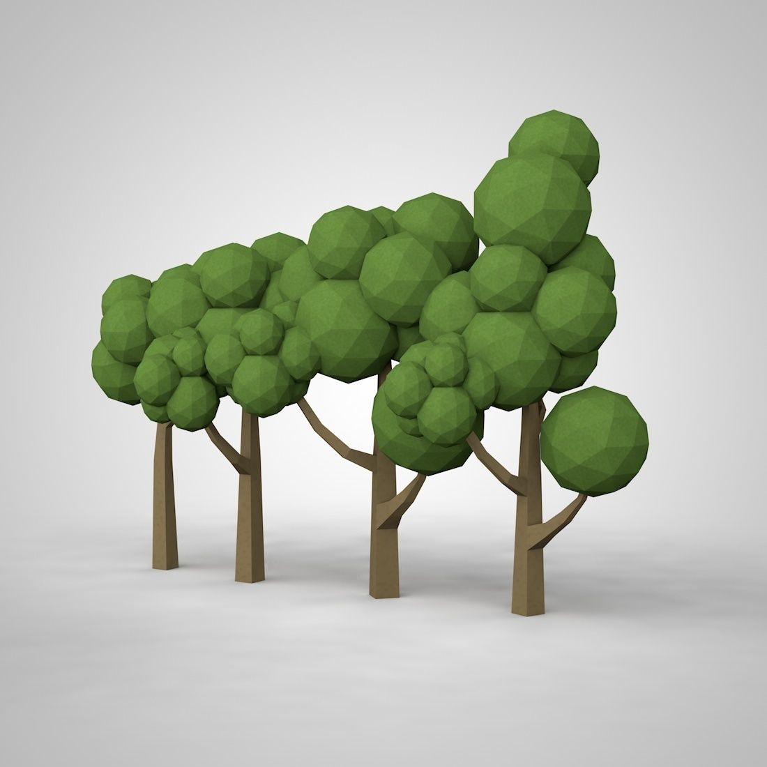 árvores a arte madeira de baixo poli polígono exterior lowpoly cnc 3d muda pouco definir deco natureza caroon outros jogo modelo vr 3D print model - Mito3D