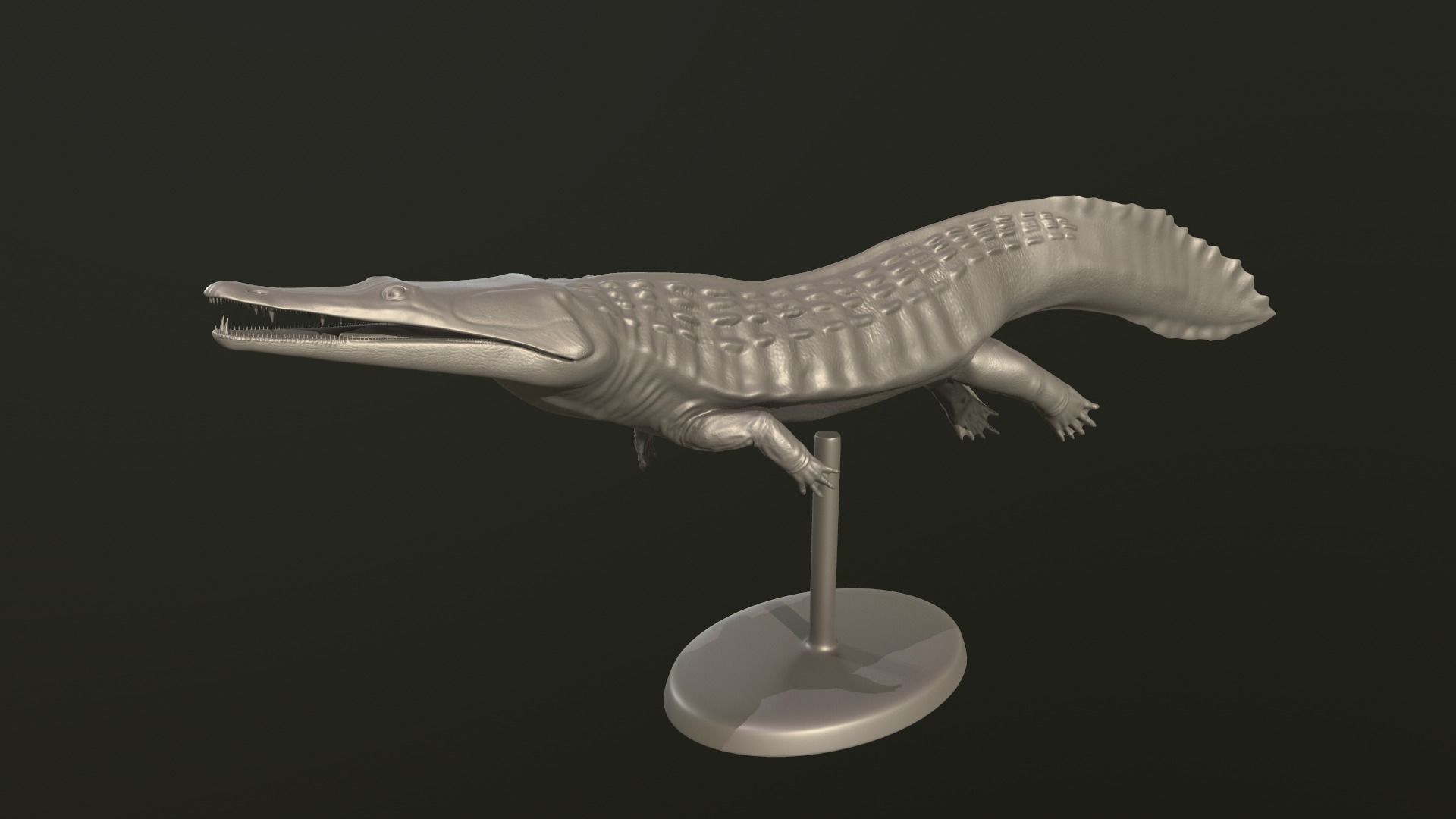 trematosaurio dinosaurio paleoarte extinto tiranosaurio rex criatura iguana Arte esculturas 3D print model - Mito3D