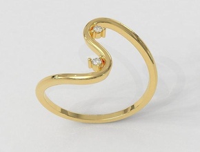trendy ring rings diamond gold jewelry printable silver jewellery fashion designer stylish jewel modern wave 3d print model - Mito3D